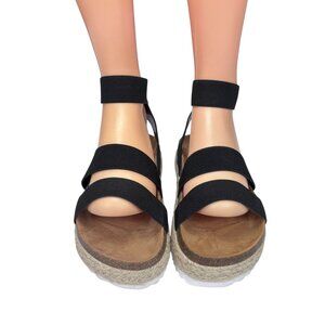 Nature Breeze Womens Strappy Black Espadrille Sandals Size 8.5 Comfortable Summe